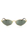 Miu Miu Geometric Frame Sunglasses In Gold