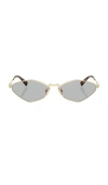Miu Miu 56zs Geometric-frame Sunglasses In Pale Gold