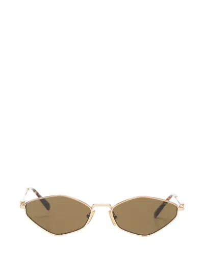 Pre-owned Miu Miu Geometric-frame Sunglasses In Gold