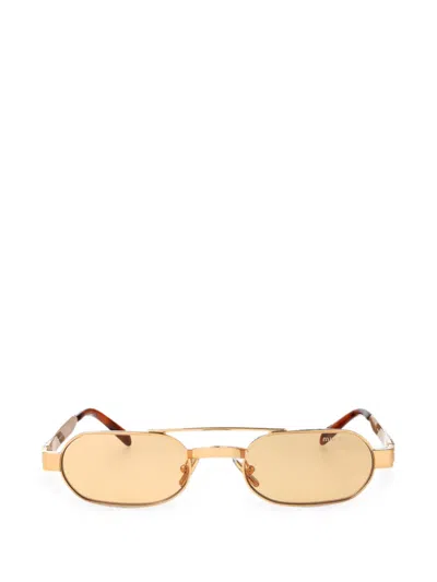 Miu Miu Geometric-frame Sunglasses In Gold