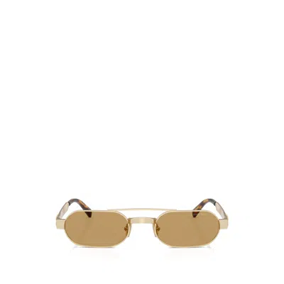 Miu Miu Geometric-frame Sunglasses In Gold