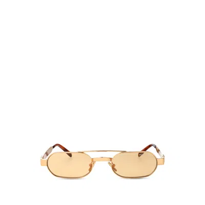 Miu Miu Geometric-frame Sunglasses In Gold