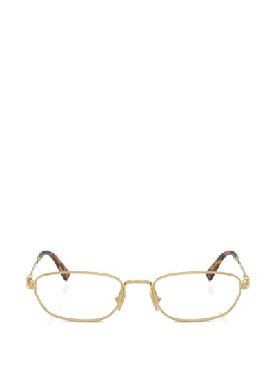 Miu Miu Geometric-frame Tortoiseshell Glasses In Gold
