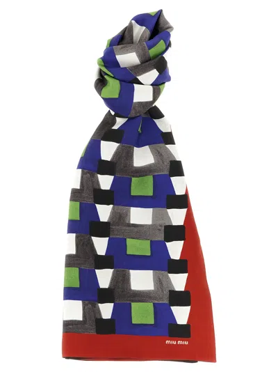 MIU MIU MIU MIU GEOMETRIC-PATTERNED SILK SCARF