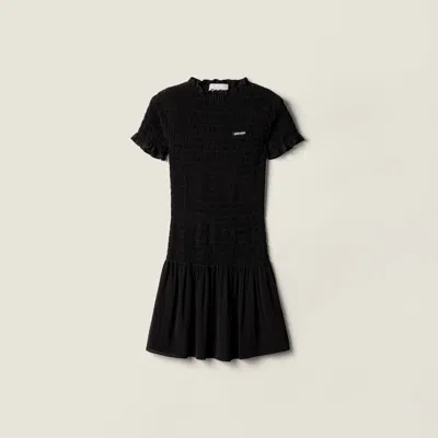 Miu Miu Georgette Mini-dress In Black