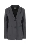 Miu Miu Single-breasted Double Wool Jacket In Gray