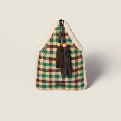 Miu Miu Gingham And Shearling Handbag