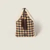 Miu Miu Checkered Fabric Handbag Dual Handles In Multi