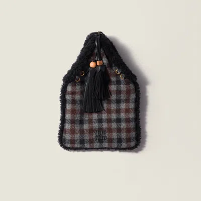 Miu Miu Gingham And Shearling Handbag