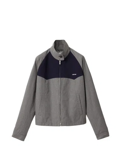 Miu Miu Gingham Check Blouson Jacket In Gray