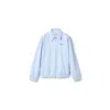 Miu Miu Gingham Cotton Collared Zip Jacket In Blue