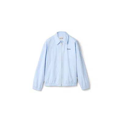 Miu Miu Gingham Check Blouson Jacket In Blue