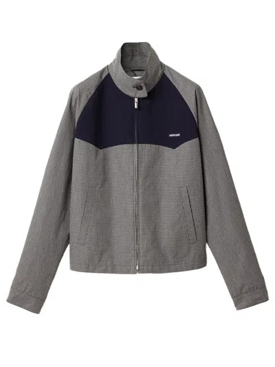 Miu Miu Gingham Check Blouson Jacket In Gray