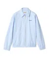Miu Miu Gingham Cotton Collared Zip Jacket In Blue