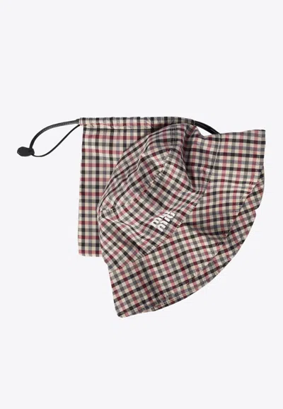 Miu Miu Gingham Check Bucket Hat With Pouch In Multi