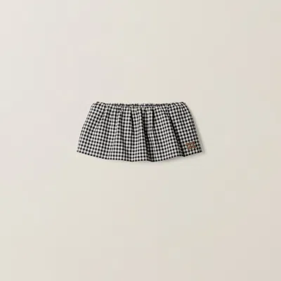 Miu Miu Gingham Check Miniskirt In Black