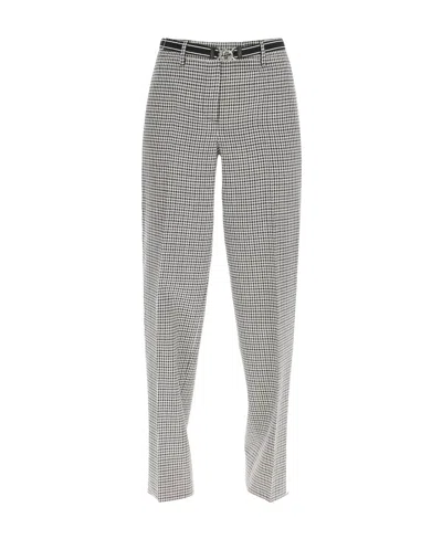Miu Miu Gingham-check Straight-leg Trousers In Black