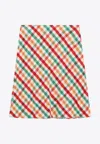 Miu Miu Gingham Check Wool Skirt In Pink