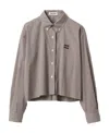 Miu Miu Gingham Check Poplin Shirt In Gray