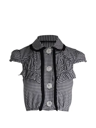 Pre-owned Miu Miu Gingham Cropped Shirt In White