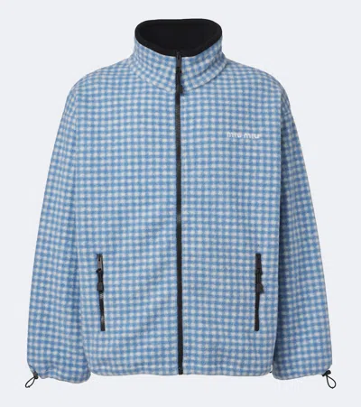 Miu Miu Gingham Fleece Jacket In Animal Print