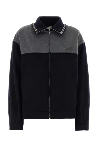 Miu Miu Two-tone Velour Jacket In Multi