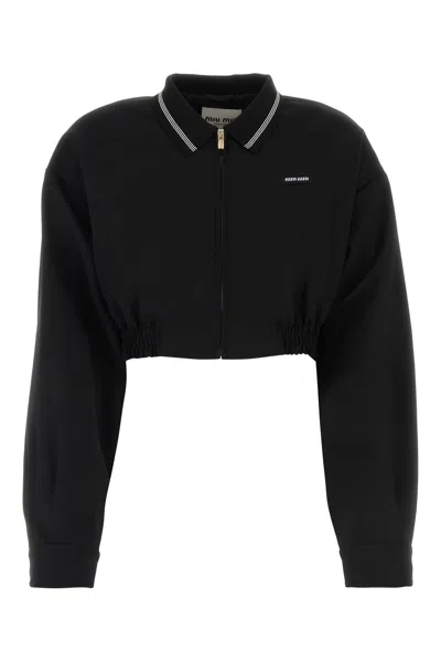 Miu Miu Grain De Poudre Blouson Jacket In Black