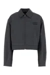 Miu Miu Collared Cropped Glencheck Jacket Long Sleeves