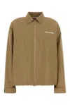 Miu Miu Tech Fabric Windbreaker Jacket Collared Design In Beige