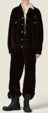 Miu Miu Velvet Chambray Long Sleeve Jacket In Brown
