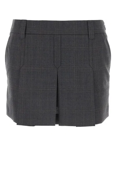MIU MIU GLENCHECK MINI SKIRT