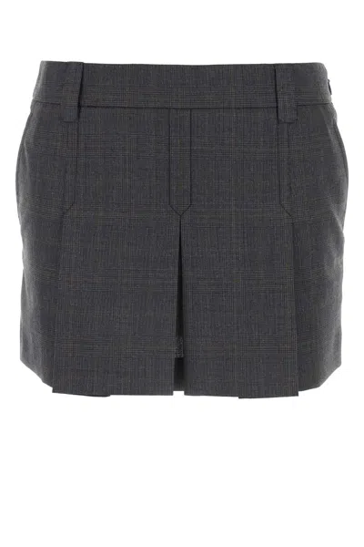 MIU MIU MIU MIU GLENCHECK MINI SKIRT