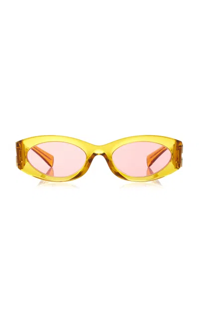 Miu Miu Glimpse Oval-frame Acetate Sunglasses In Orange