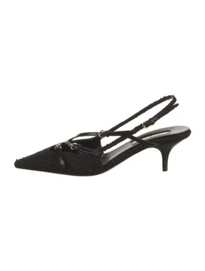 Pre-owned Miu Miu Glitter Accents Slingback Pumps In Black