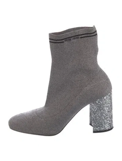 Pre-owned Miu Miu Glitter Accents Sock Boots