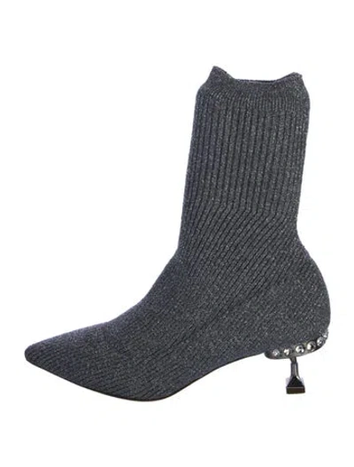 Pre-owned Miu Miu Glitter Accents Sock Boots In Blue