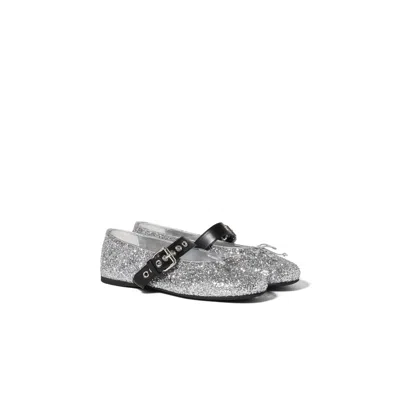 Miu Miu Glitter Ballerinas In Animal Print