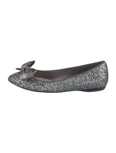 Pre-owned Miu Miu Glitter Bow Accents Ballet Flats