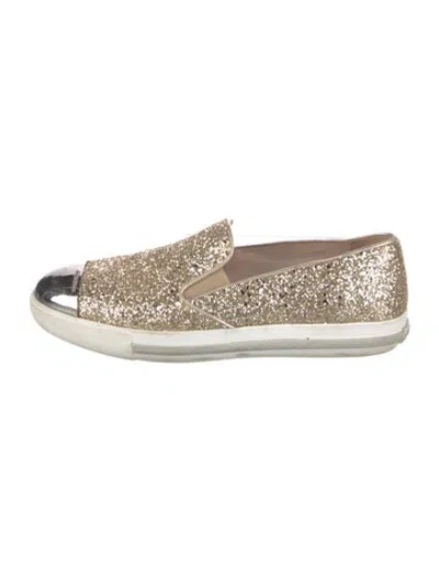 Pre-owned Miu Miu Glitter Colorblock Pattern Loafers