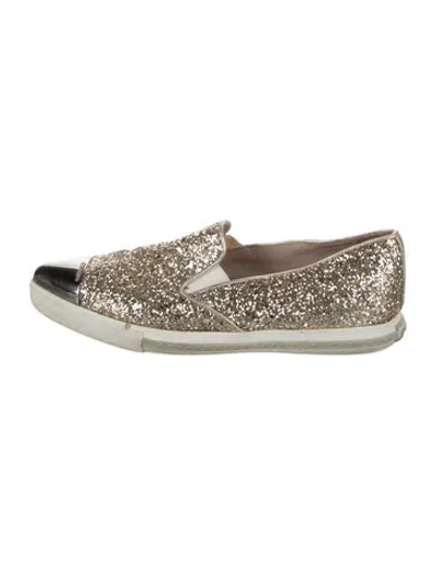 Pre-owned Miu Miu Glitter Colorblock Pattern Loafers