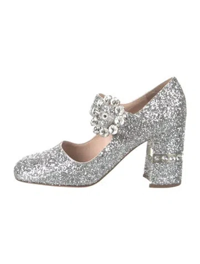 Pre-owned Miu Miu Glitter Crystal Embellishments Pumps