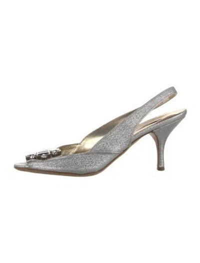 Pre-owned Miu Miu Glitter Crystal Embellishments Slingback Pumps