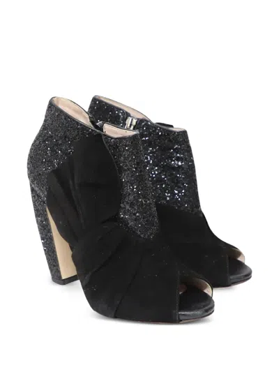 Pre-owned Miu Miu Glitter-detail Pumps In Black