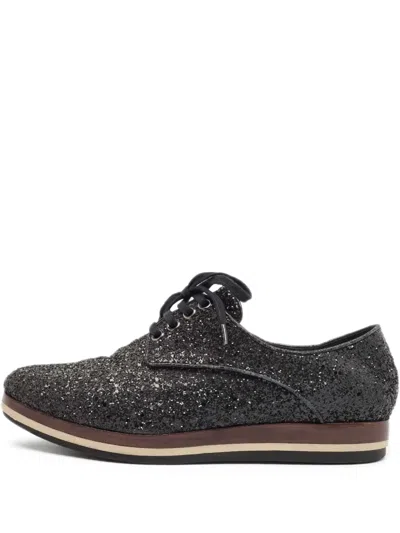 Pre-owned Miu Miu Glitter-embellished Lace-up Shoes