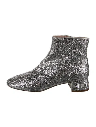 Pre-owned Miu Miu Glitter Glitter Accents Boots