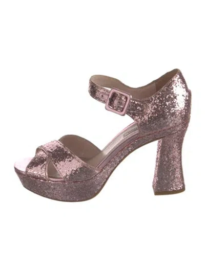 Pre-owned Miu Miu Glitter Glitter Accents D'orsay Pumps In Pink