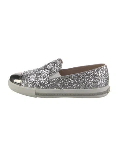 Pre-owned Miu Miu Glitter Glitter Accents Loafers