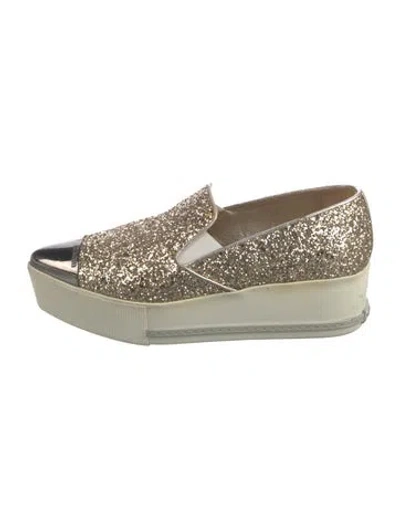 Pre-owned Miu Miu Glitter Glitter Accents Loafers In Multi
