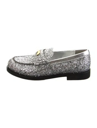 Pre-owned Miu Miu Glitter Glitter Accents Loafers W/ Tags In Gray