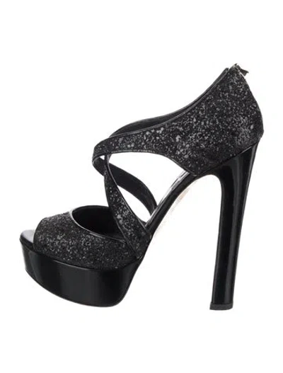 Pre-owned Miu Miu Glitter Glitter Accents Pumps In Black